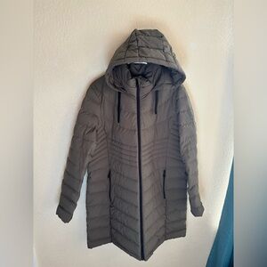 DKNY Olive Green Down Hooded Puffer Warm Coat, Women’s XXL
